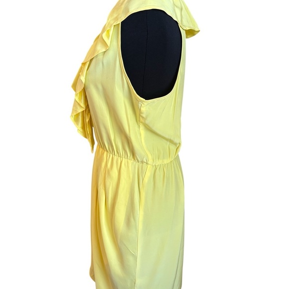 Amanda Uprichard Women’s 100% Silk Mini Dress Yellow Ruffled Cocktail Med NWT - Picture 8 of 10